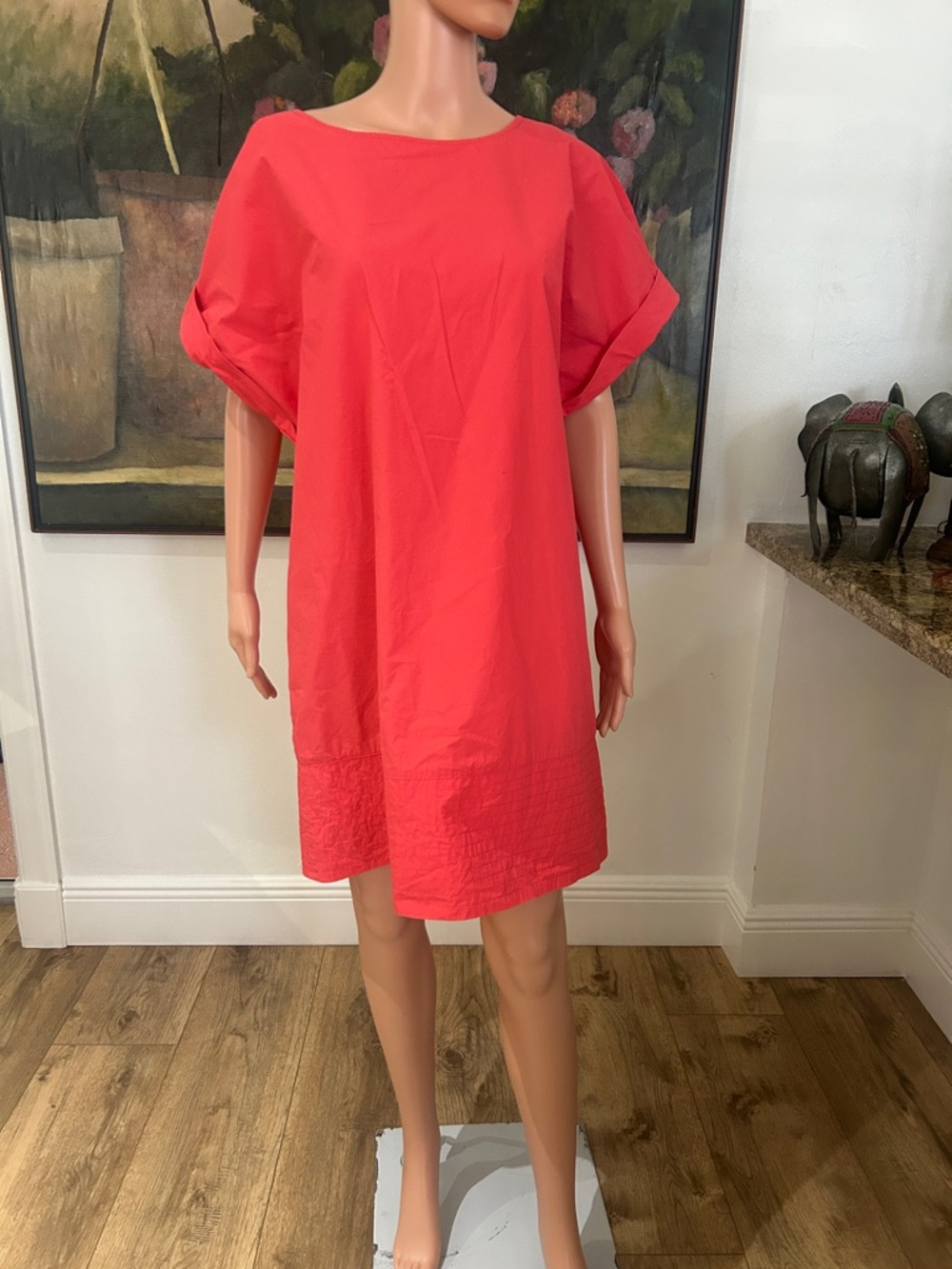 Finley coral boxy mini dress